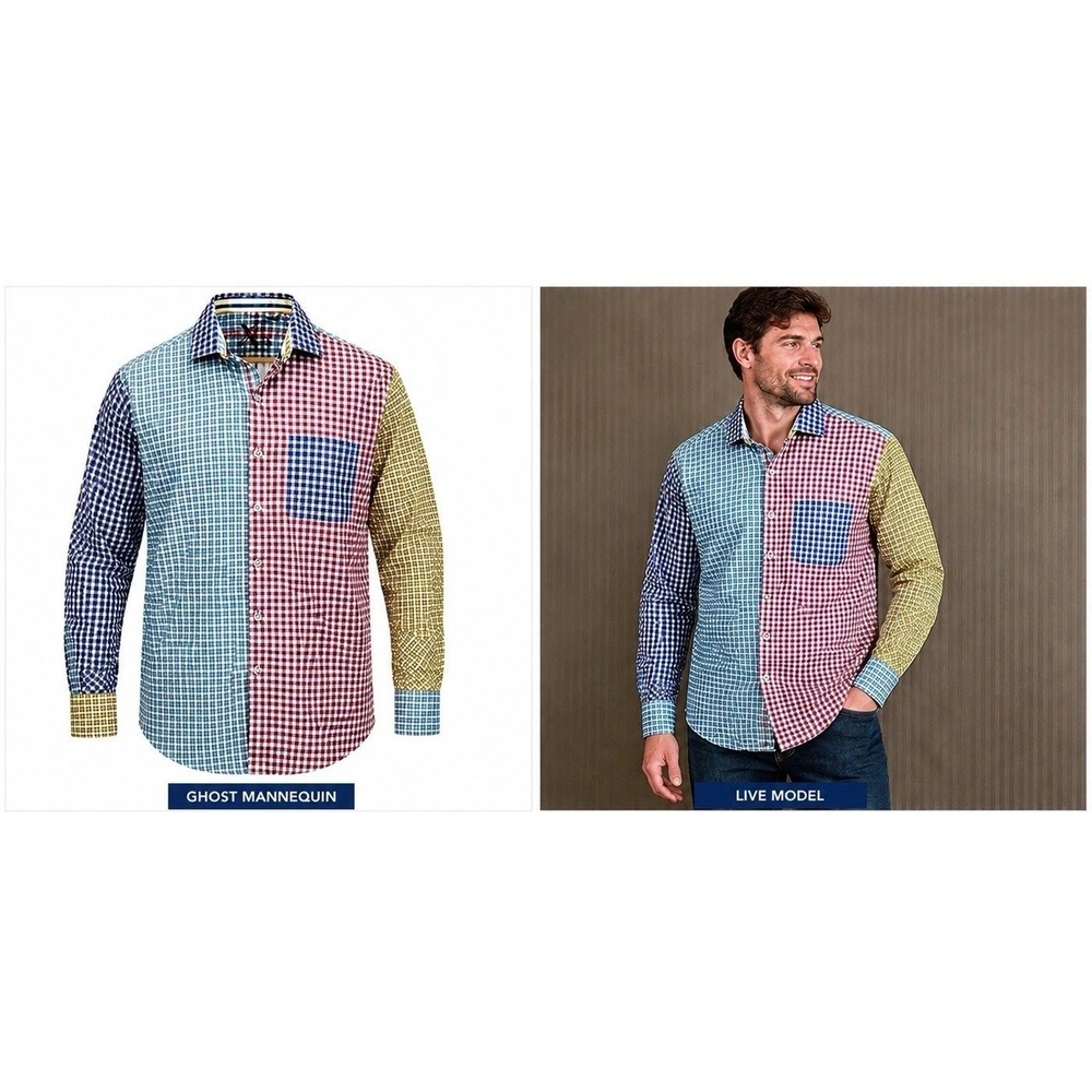 Robert Graham Men's XL Plaid Colorblock Long Sleeve Tailored Shirt Madras